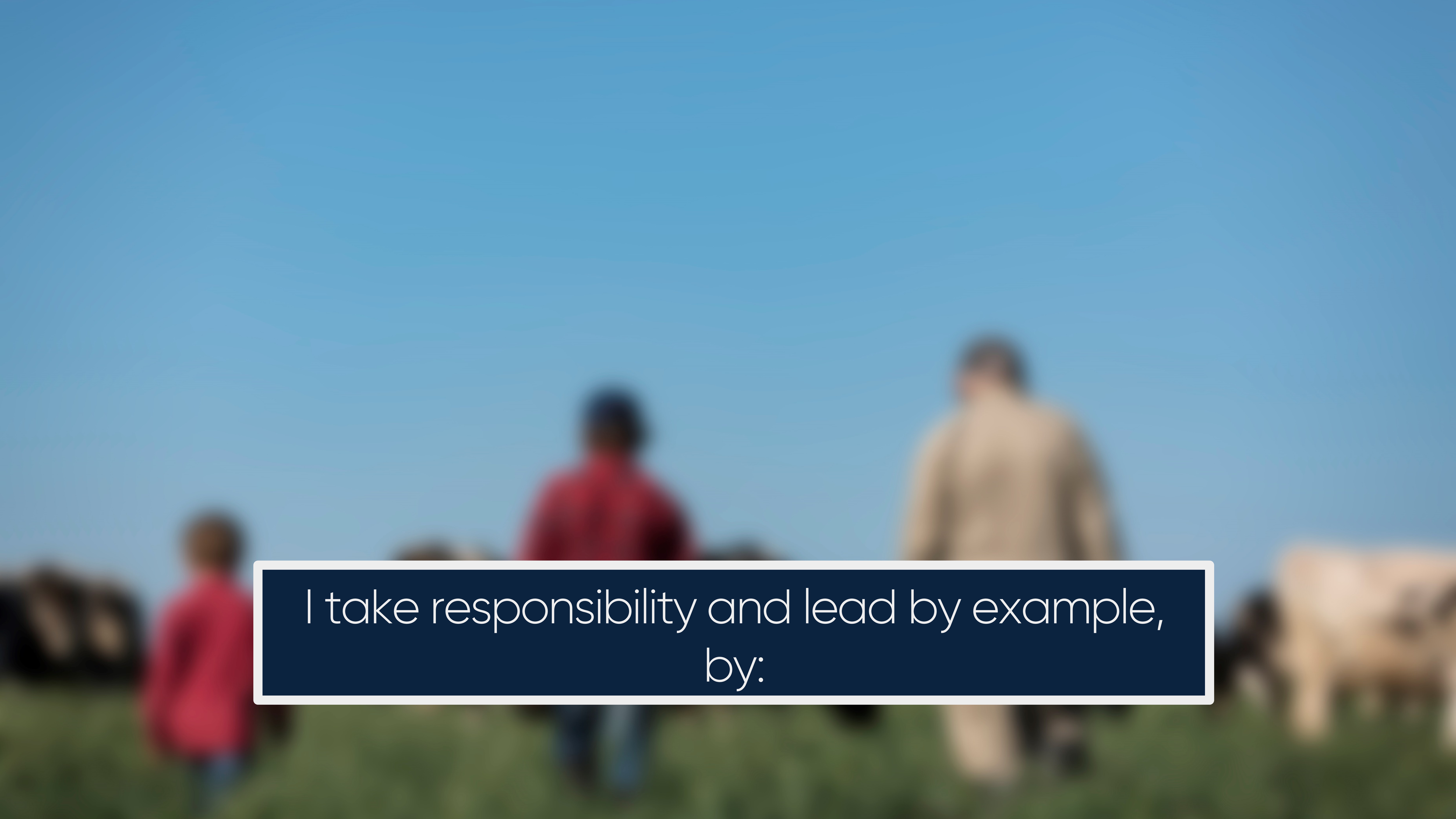 I take responsibility and lead by example, by: